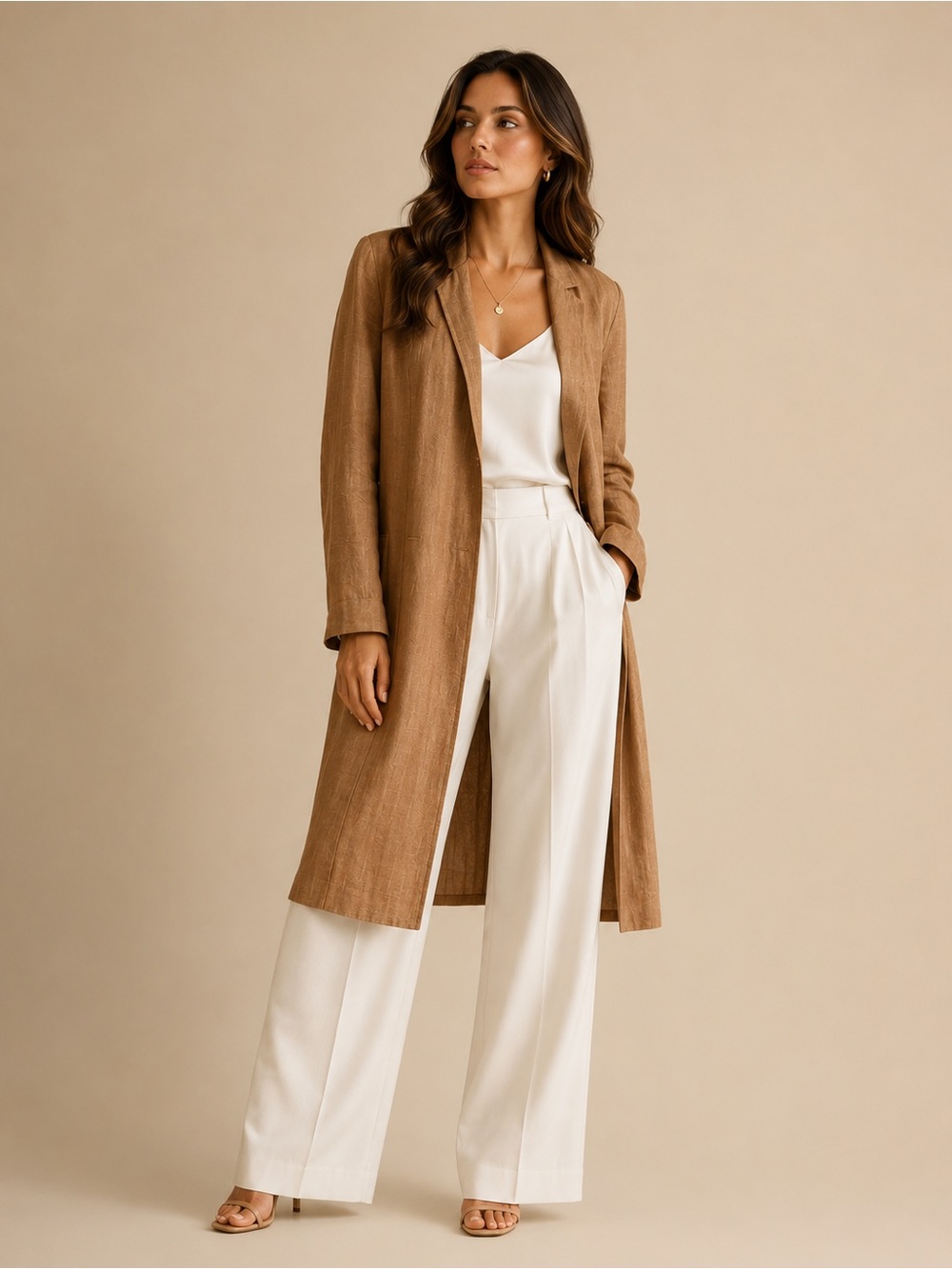NEW - Loro Piana Linen Coat Brown for Women, Size XL